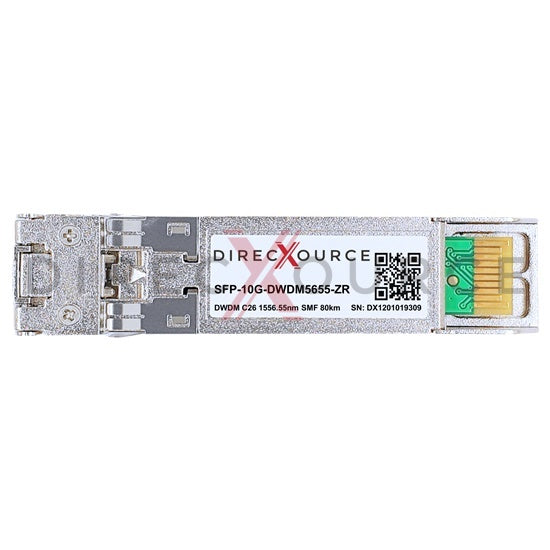Brocade 10G-SFPP-ZRD-1556.55-80 Compatible 10GBASE-DWDM SFP+ 100GHz C26 1556.55nm 80km SMF LC DOM Optical Transceiver Module